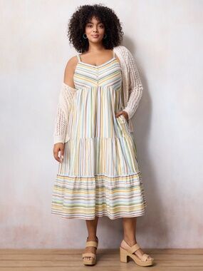 Plus Size LC Lauren Conrad Voile Button-Front Tank Top Maxi Dress Size 0X